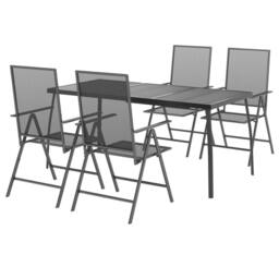Berkfield Home 5 Piece Garden Dining Set Anthracite Steel in Black - thumbnail 3