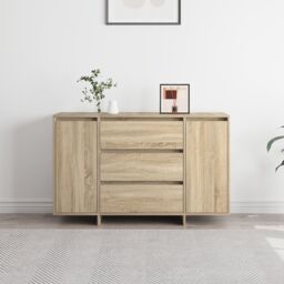 Berkfield Home Sideboard Sonoma Oak 120x41x75 cm Engineered Wood in Brown - Size: 120 x 41 x 75 cm - thumbnail 2