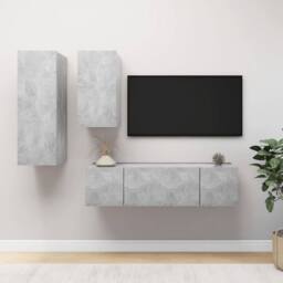 Berkfield Home Modern 4 Piece TV Cabinet Set Concrete Grey Engineered Wood - thumbnail 2