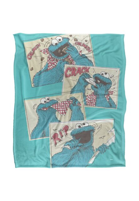 Sesame Street Cookie Monster Comic Silky Touch Super Soft Throw Blanket 152 X 127 cm in White - image 1
