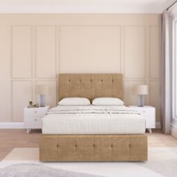 "Sloomy Cambridge Divan Bed Base No Drawers 12"" Footboard & 26"" Struts Headboard in Light Brown - Size: Super King" - thumbnail 2