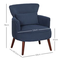 HOMCOM Armchair with Padded Seat & Backrest for Living Room, Blue - thumbnail 3