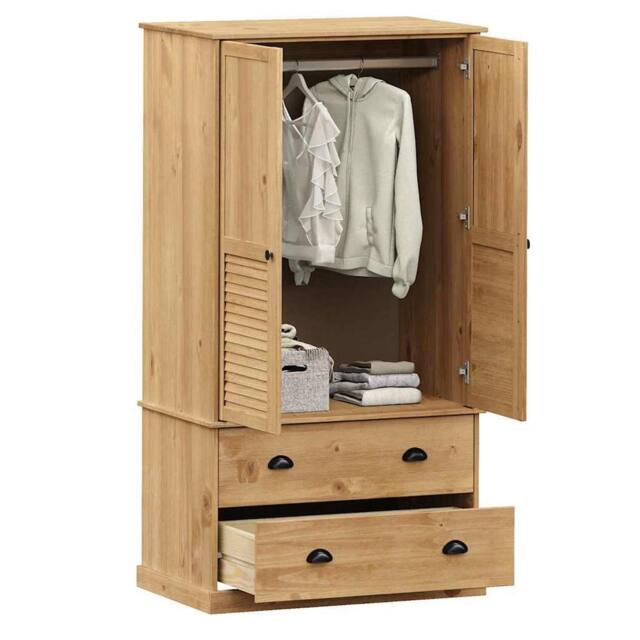 Berkfield Home Wardrobe VIGO 90x55x176 cm Solid Wood Pine in Brown - Size: 90 x 55 x 176 cm - image 1