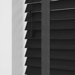 Blinds Outlet Faux Wooden Venetian Blinds with Tapes in Black - Size: 210 cm width x 200 cm drop - thumbnail 1
