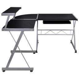 Berkfield Home Corner Computer Desk Black 132x112x99 cm Engineered Wood - Size: 132 x 112 x 99 cm - thumbnail 3