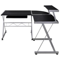 Berkfield Home Corner Computer Desk Black 132x112x99 cm Engineered Wood - Size: 132 x 112 x 99 cm - thumbnail 2