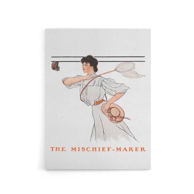 "Artery8 Mischief Maker Woman Butterfly Net Canvas Wall Art Print Penfield in White - Size: W18"" x H24""" - image 1