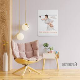 "Artery8 Mischief Maker Woman Butterfly Net Canvas Wall Art Print Penfield in White - Size: W18"" x H24""" - thumbnail 3