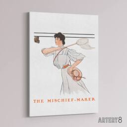 "Artery8 Mischief Maker Woman Butterfly Net Canvas Wall Art Print Penfield in White - Size: W18"" x H24""" - thumbnail 2