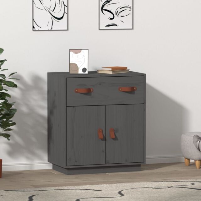 Berkfield Home Sideboard Grey 65.5x40x75 cm Solid Wood Pine - image 1