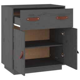 Berkfield Home Sideboard Grey 65.5x40x75 cm Solid Wood Pine - thumbnail 4