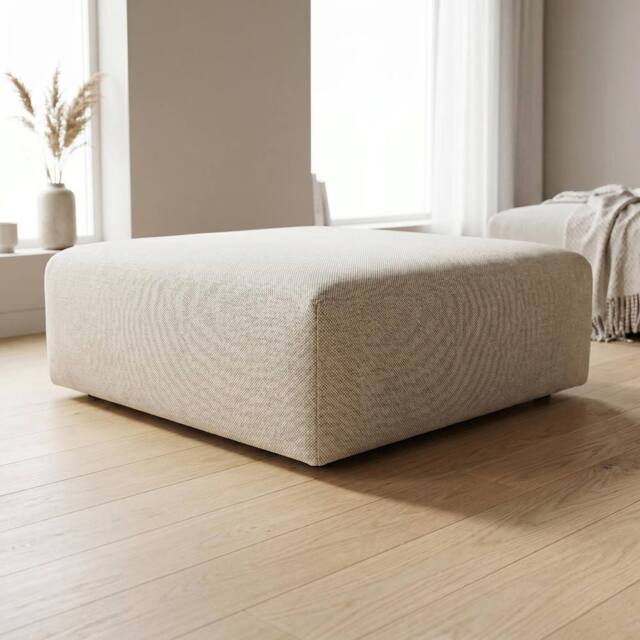 Abakus Direct Tokyo Footstool Basket Weave Fabric in Light Sand - image 1