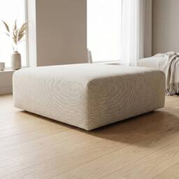 Abakus Direct Tokyo Footstool Basket Weave Fabric in Light Sand - thumbnail 1