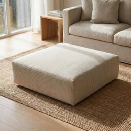 Abakus Direct Tokyo Footstool Basket Weave Fabric in Light Sand - thumbnail 4
