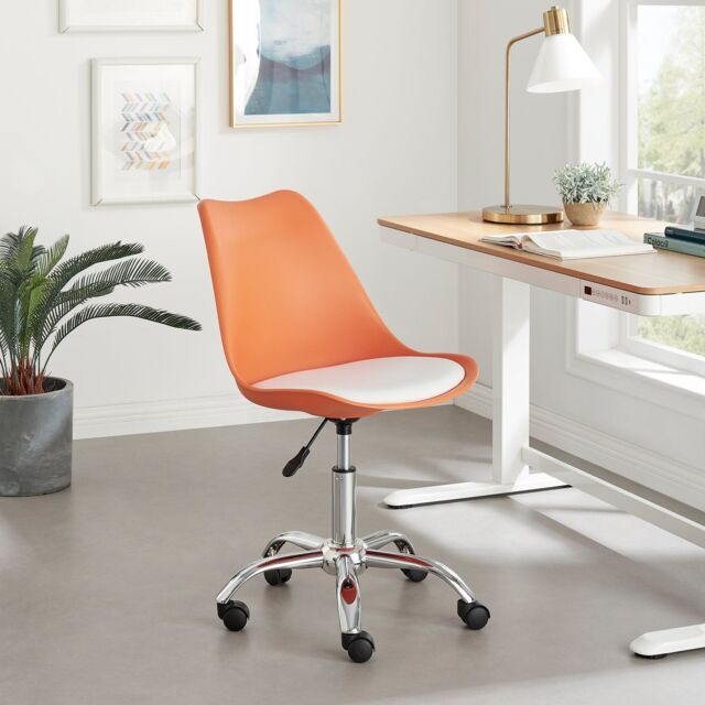 FurnitureboxUK Oslo Scandi Inspired Office Chair With A Comfortable Faux Leather Seat Cushion in Orange - image 1
