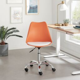 FurnitureboxUK Oslo Scandi Inspired Office Chair With A Comfortable Faux Leather Seat Cushion in Orange - thumbnail 2