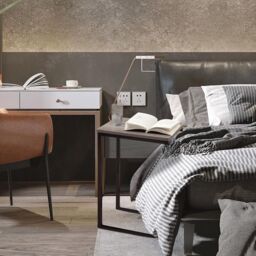 House of Home Side Table C Shaped Metal Modern Rustic Top Black Frame Coffee Sofa Bed Snack - thumbnail 5
