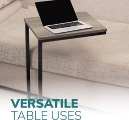 House of Home Side Table C Shaped Metal Modern Rustic Top Black Frame Coffee Sofa Bed Snack - thumbnail 6