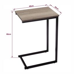 House of Home Side Table C Shaped Metal Modern Rustic Top Black Frame Coffee Sofa Bed Snack - thumbnail 2