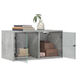 Berkfield Home Wall Cabinets with Glass Doors 2 pcs Concrete Grey 68.5x37x35 cm - thumbnail 5