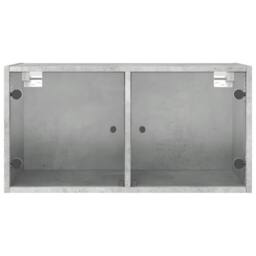 Berkfield Home Wall Cabinets with Glass Doors 2 pcs Concrete Grey 68.5x37x35 cm - thumbnail 7