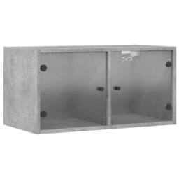 Berkfield Home Wall Cabinets with Glass Doors 2 pcs Concrete Grey 68.5x37x35 cm - thumbnail 6
