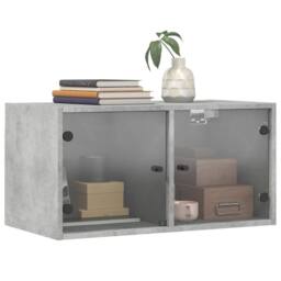 Berkfield Home Wall Cabinets with Glass Doors 2 pcs Concrete Grey 68.5x37x35 cm - thumbnail 4