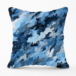 Warren Reed - Designer Blue & Grey Canvas Brushstrokes Outdoor Cushion - Size: 60 cm x 60 cm - thumbnail 1