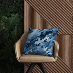 Warren Reed - Designer Blue & Grey Canvas Brushstrokes Outdoor Cushion - Size: 60 cm x 60 cm - thumbnail 2