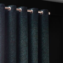 Paoletti Galaxy Velvet Chenille Eyelet Curtain Pair in Emerald - Size: 229 cm width x 229 cm drop - thumbnail 3