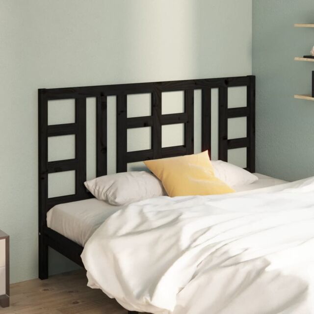 Berkfield Home Bed Headboard Black 126x4x100 cm Solid Wood Pine - Size: 126 x 4 x 100 cm - image 1