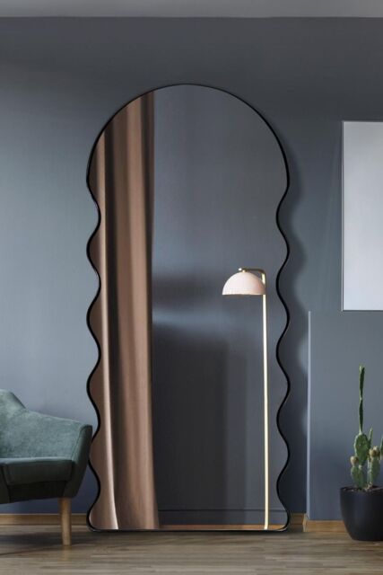 "MirrorOutlet New Black Metal Dome Arch Topped Wall Mirror 71"" X 31"" (180 X 80CM) - Size: 1 Pack" - image 1