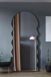 "MirrorOutlet New Black Metal Dome Arch Topped Wall Mirror 71"" X 31"" (180 X 80CM) - Size: 1 Pack" - thumbnail 1