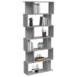 Berkfield Home Book Cabinet/Room Divider Grey Sonoma 80x24x192 cm Engineered Wood - Size: 80 x 24 x 192 cm - thumbnail 4