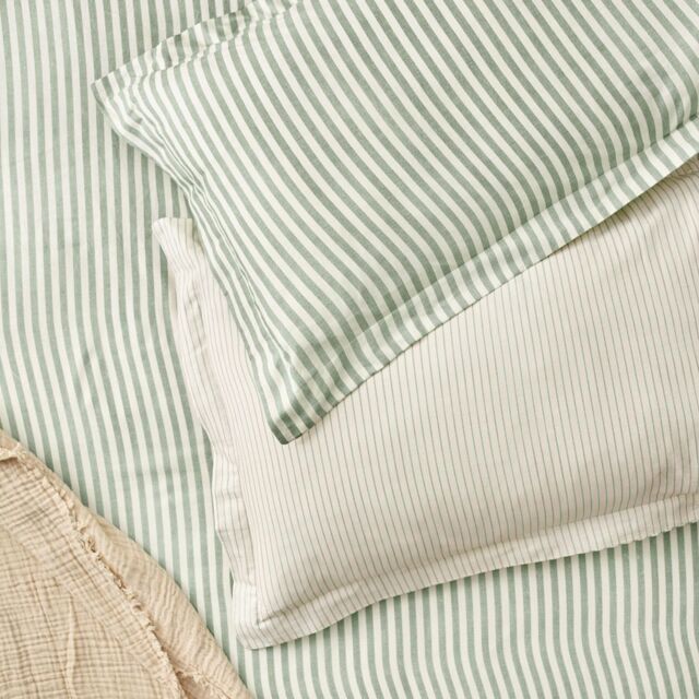 Yard Hebden Striped 100% Cotton Pillowcase Pair in Bottle Green - Size: Standard Pillow Case - image 1
