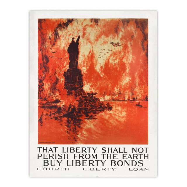 "Artery8 Joseph Pennell Liberty Shall Not Perish From The Earth Wall Art Print in Orange - Size: W12"" x H16""" - image 1