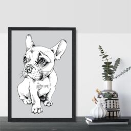 ARTZE Sketch French Bulldog on Light Grey Framed Print SIZE: A3 with Black Frame - Size: A4 - thumbnail 2