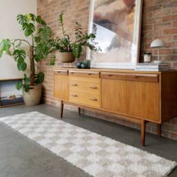 Kukoon Beige Shaggy Checkerboard Checked Living Room Area Rug - Size: 80 cm x 150 cm - thumbnail 5