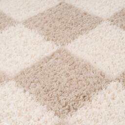 Kukoon Beige Shaggy Checkerboard Checked Living Room Area Rug - Size: 80 cm x 150 cm - thumbnail 9