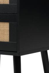 H&O Direct Set of 2 Dual-Drawer Bedside Tables Nightstands in Black - thumbnail 7
