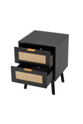 H&O Direct Set of 2 Dual-Drawer Bedside Tables Nightstands in Black - thumbnail 5