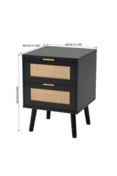 H&O Direct Set of 2 Dual-Drawer Bedside Tables Nightstands in Black - thumbnail 8