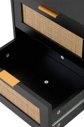 H&O Direct Set of 2 Dual-Drawer Bedside Tables Nightstands in Black - thumbnail 6