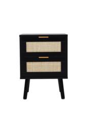 H&O Direct Set of 2 Dual-Drawer Bedside Tables Nightstands in Black - thumbnail 3