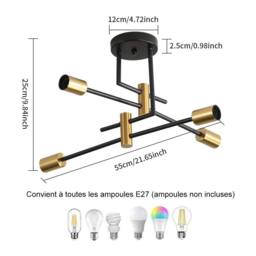Pheashine Black Gold 55cm Asymmetrical Ceiling Light E27 Scandinavian Retro - thumbnail 3