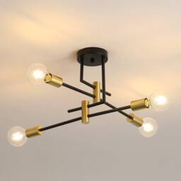 Pheashine Black Gold 55cm Asymmetrical Ceiling Light E27 Scandinavian Retro - thumbnail 1