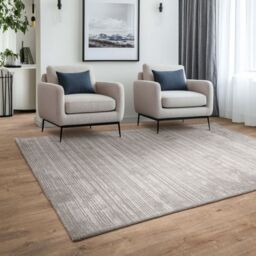 The Rug Shop UK Silver Modern Easy to clean Hand Made Plain Area Rug - Size: 200 cm x 290 cm - thumbnail 1