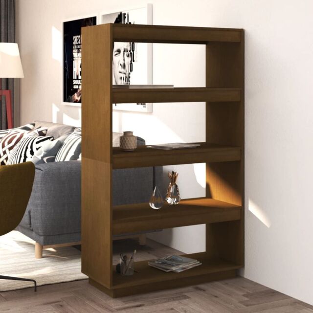Berkfield Home Book Cabinet/Room Divider Honey Brown 80x35x135 cm Solid Pinewood - Size: 80 x 35 x 135 cm - image 1