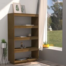 Berkfield Home Book Cabinet/Room Divider Honey Brown 80x35x135 cm Solid Pinewood - Size: 80 x 35 x 135 cm - thumbnail 3