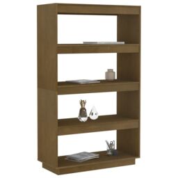 Berkfield Home Book Cabinet/Room Divider Honey Brown 80x35x135 cm Solid Pinewood - Size: 80 x 35 x 135 cm - thumbnail 4